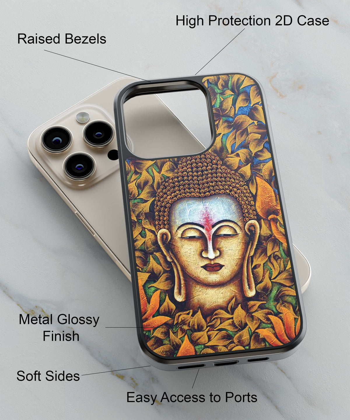 Gauthama Buddha In The Woods Back Cover for 2D Hybrid TPU And Metal CaseD1536Hybrid Metal TPU-Image 2