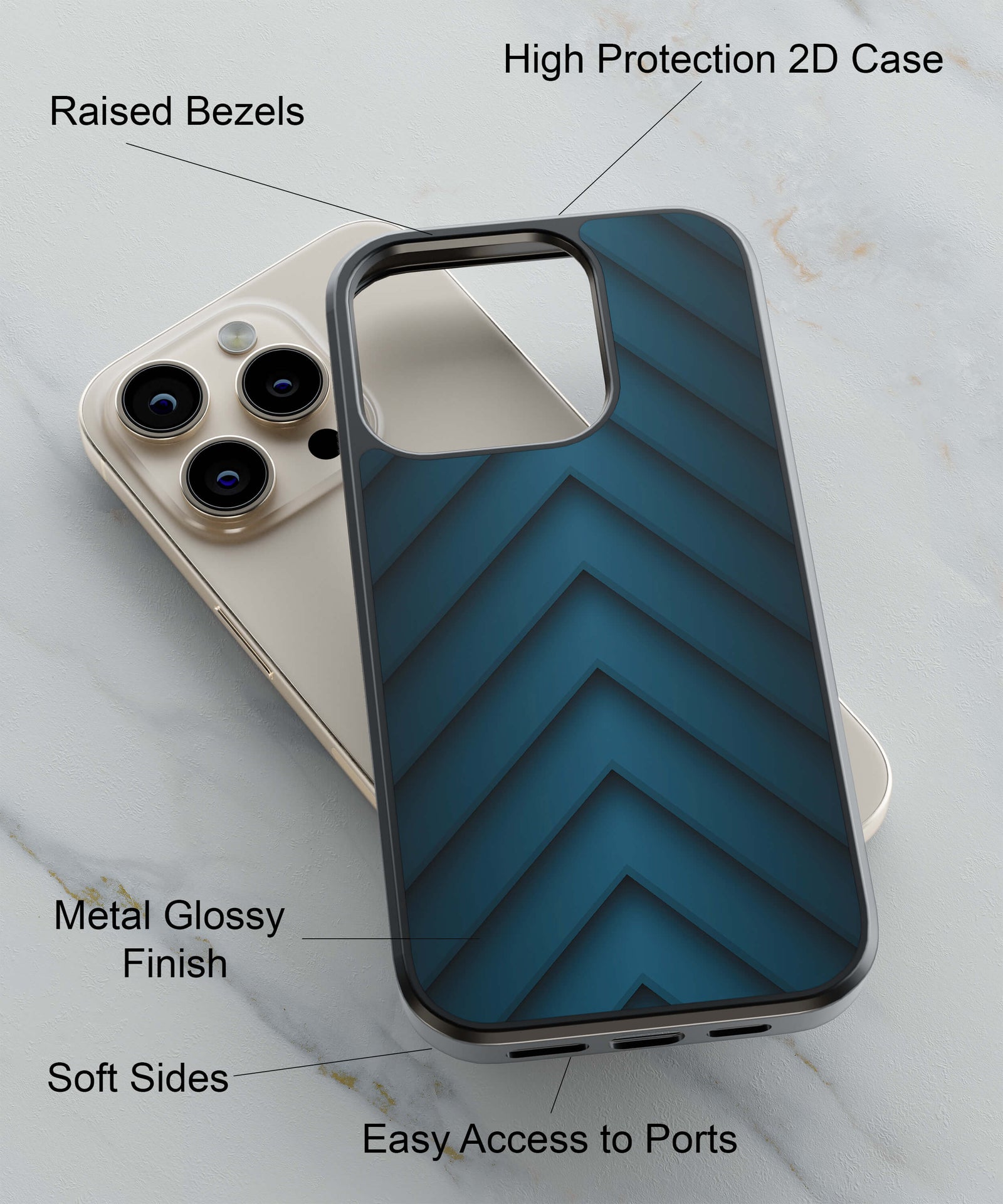 Going Up Pattern Back Cover for 2D Hybrid TPU And Metal CaseA0109Hybrid Metal TPU-Image 2