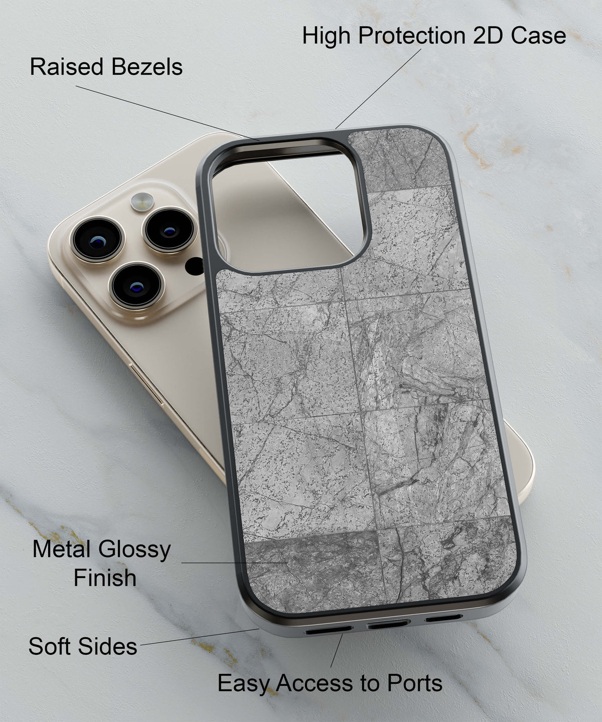 Grey Floor Back Cover for 2D Hybrid TPU And Metal CaseIK0036Hybrid Metal TPU-Image 2
