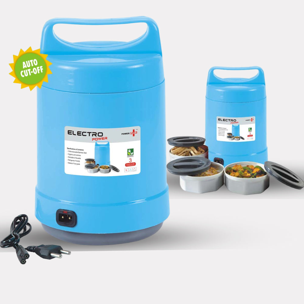Electro Power Electric Lunch Box - Blue Color with Auto-Cut Function