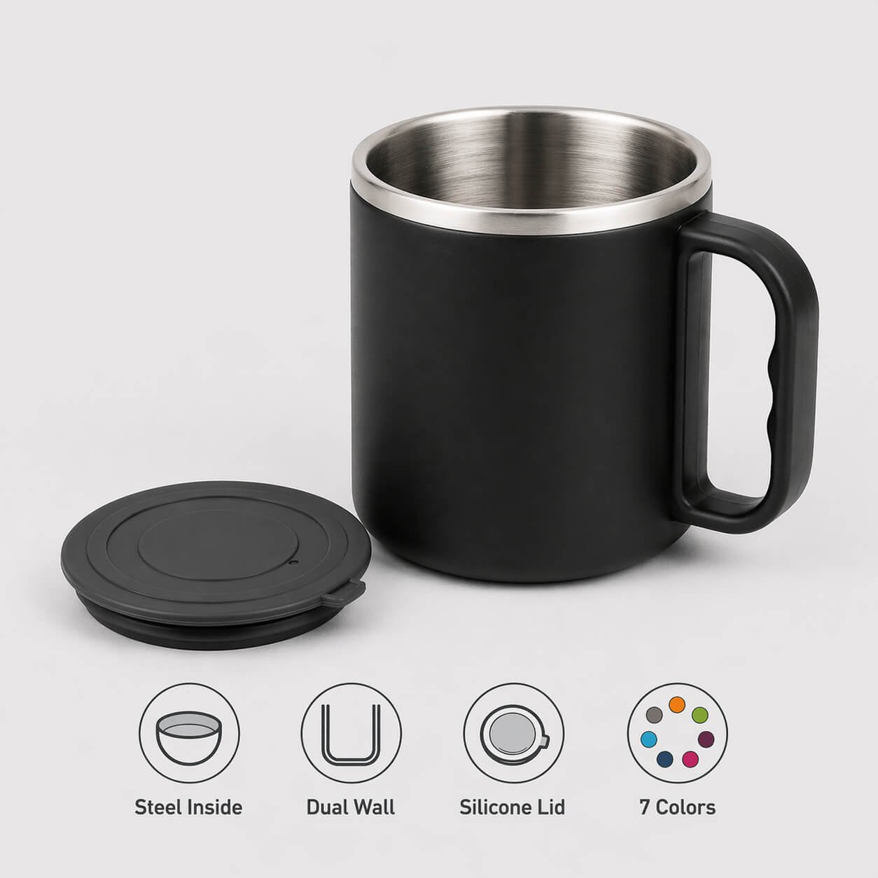 Colorful Steel coffee mug (with box) Beige — corporate gift