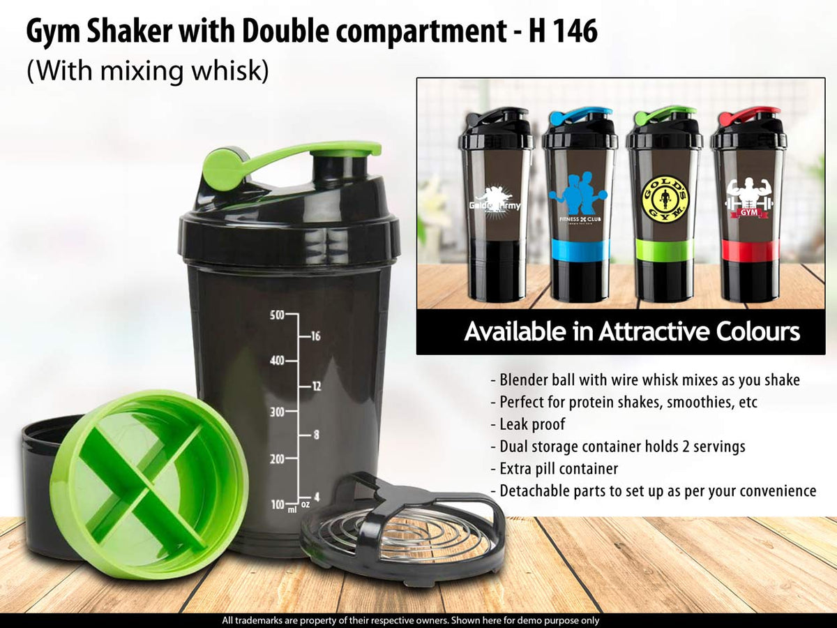 Spider Shaker with Double Compartment and Mixing Whisk