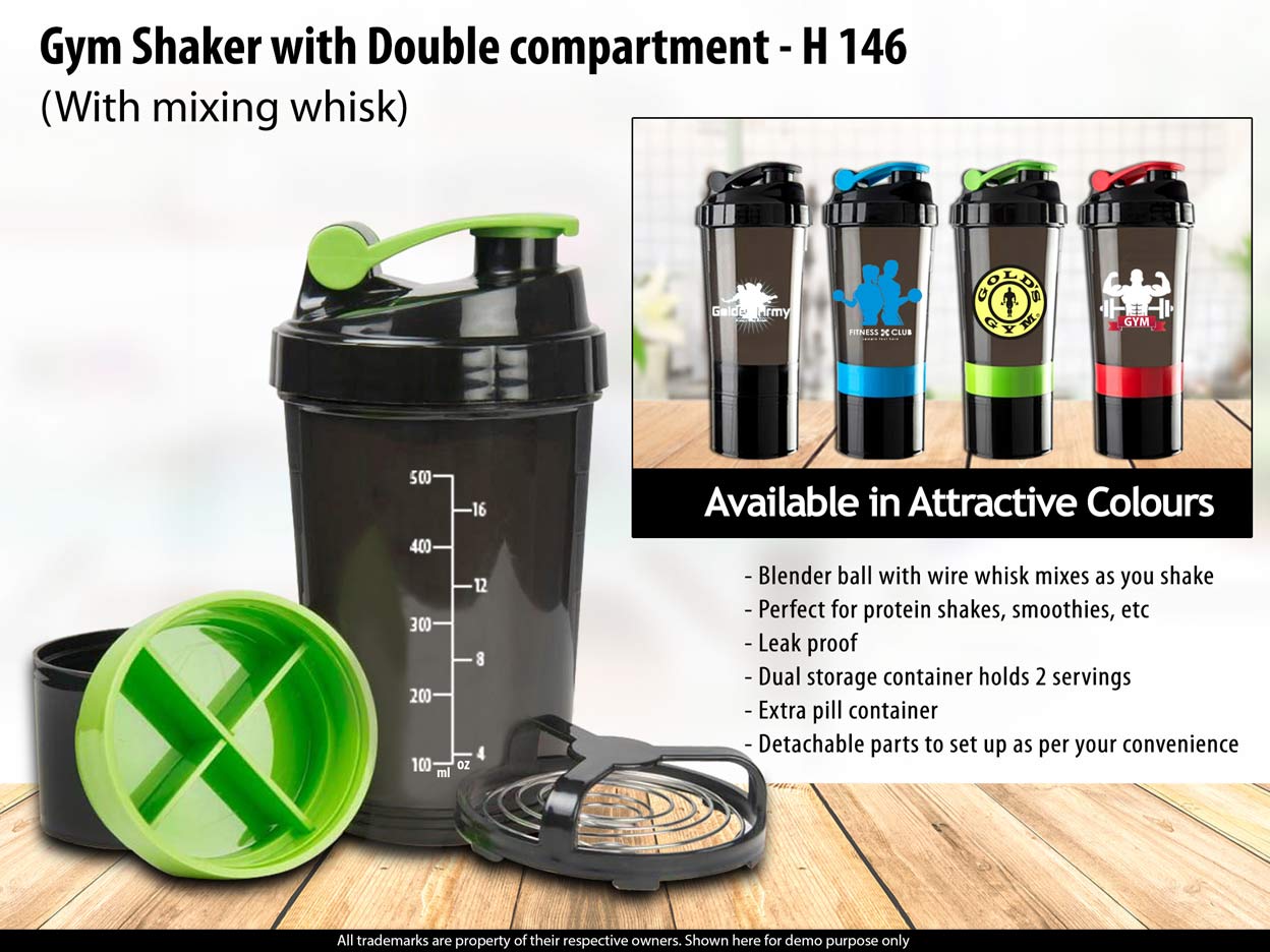 Spider Shaker with Double Compartment and Mixing Whisk