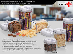 Keep Your Food Fresh with Crystal Air-tight Container by Power Plus - 1200 ml, White