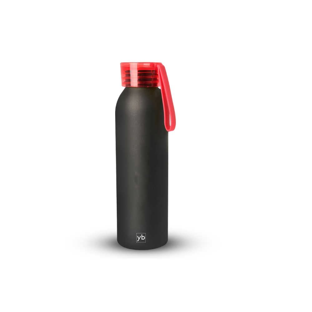 Copy of Metal Water Bottle with Silicon Carry Strap Red 600ml