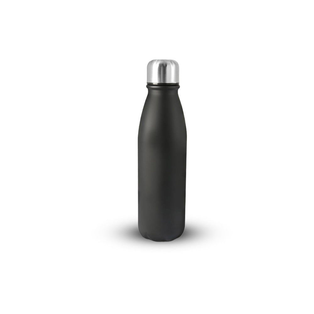 Cola Metal Water Bottle with Steel Cap - Black 600ml