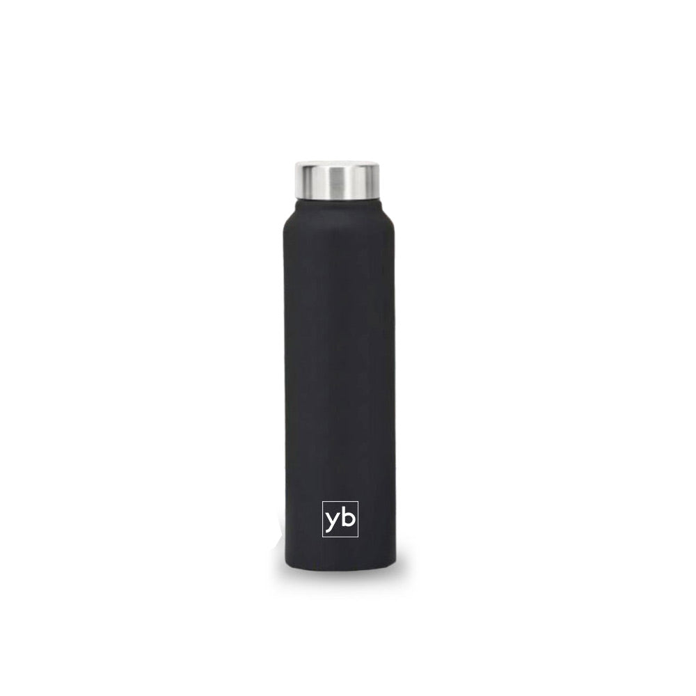 Stay Hydrated in Style with Our Colored Straight Steel Bottle Black, 750ml Capacity