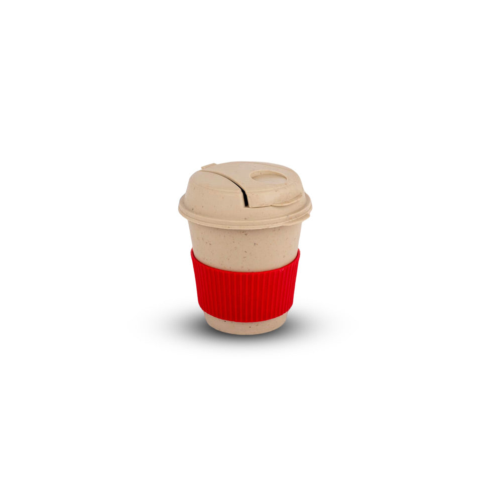 Bamboo Coffee Mug - Eco Friendly Mug with Flip Top Lid and Anti-Scald Sleeve (Green/Red/Black/Blue)