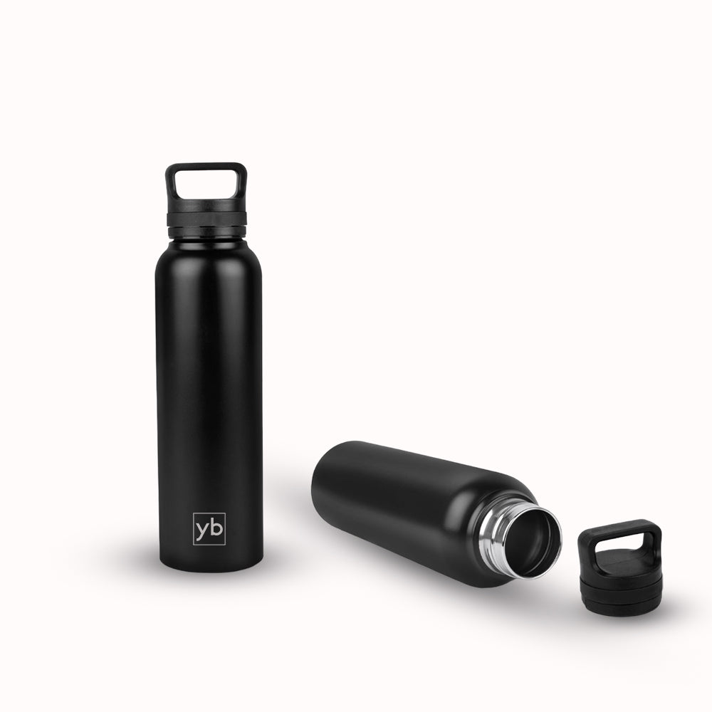 Steel Bottle with Silicon Ring Handle, 1000ml Capacity, Available in Black