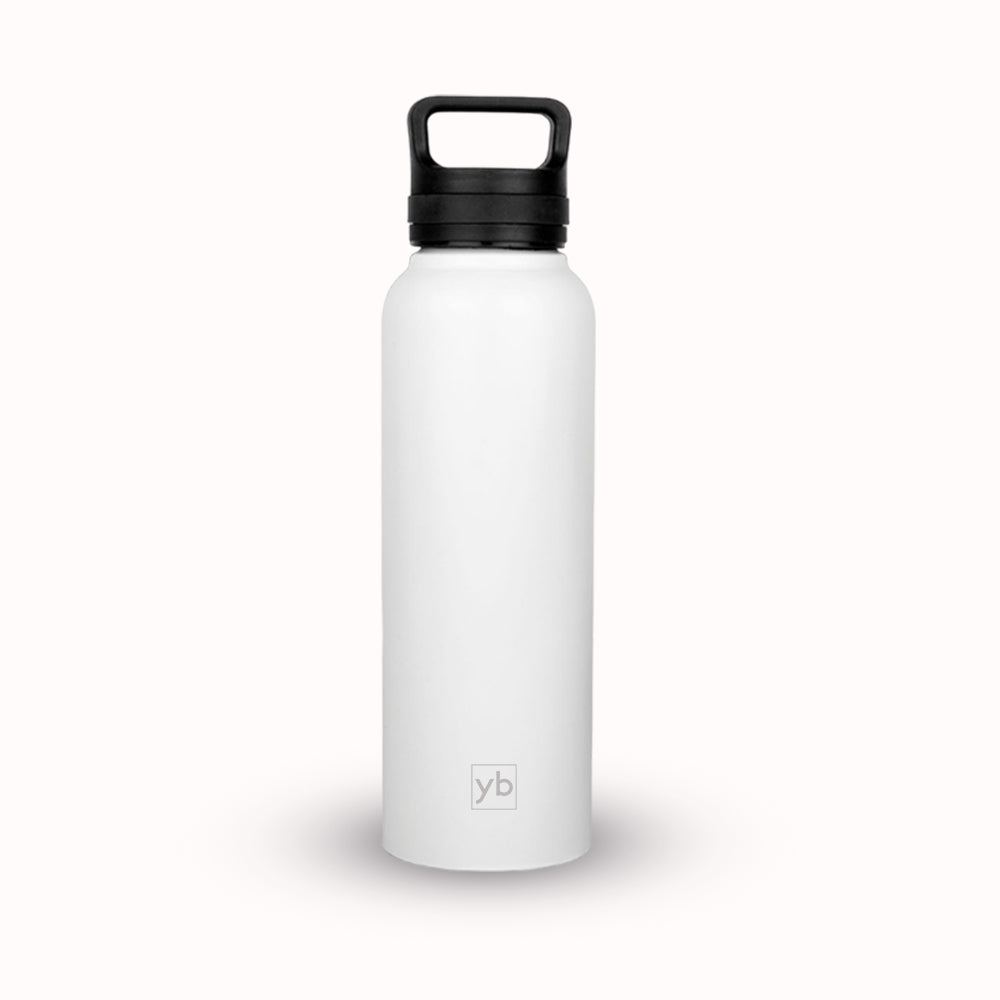 Steel Bottle with Silicon Ring Handle, 1000ml Capacity, Available in White