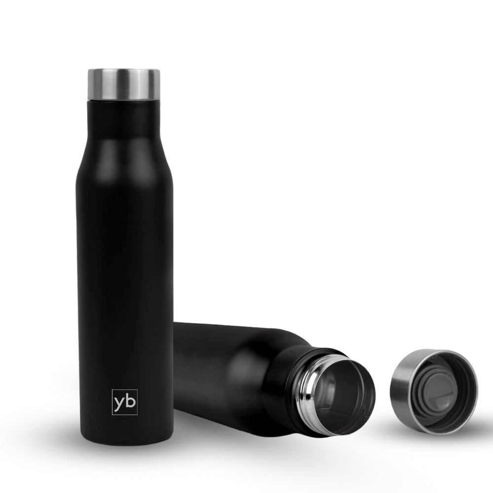 Stay Hydrated in Style with our Long Cola Colored Stainless Steel Bottle of Black Colour