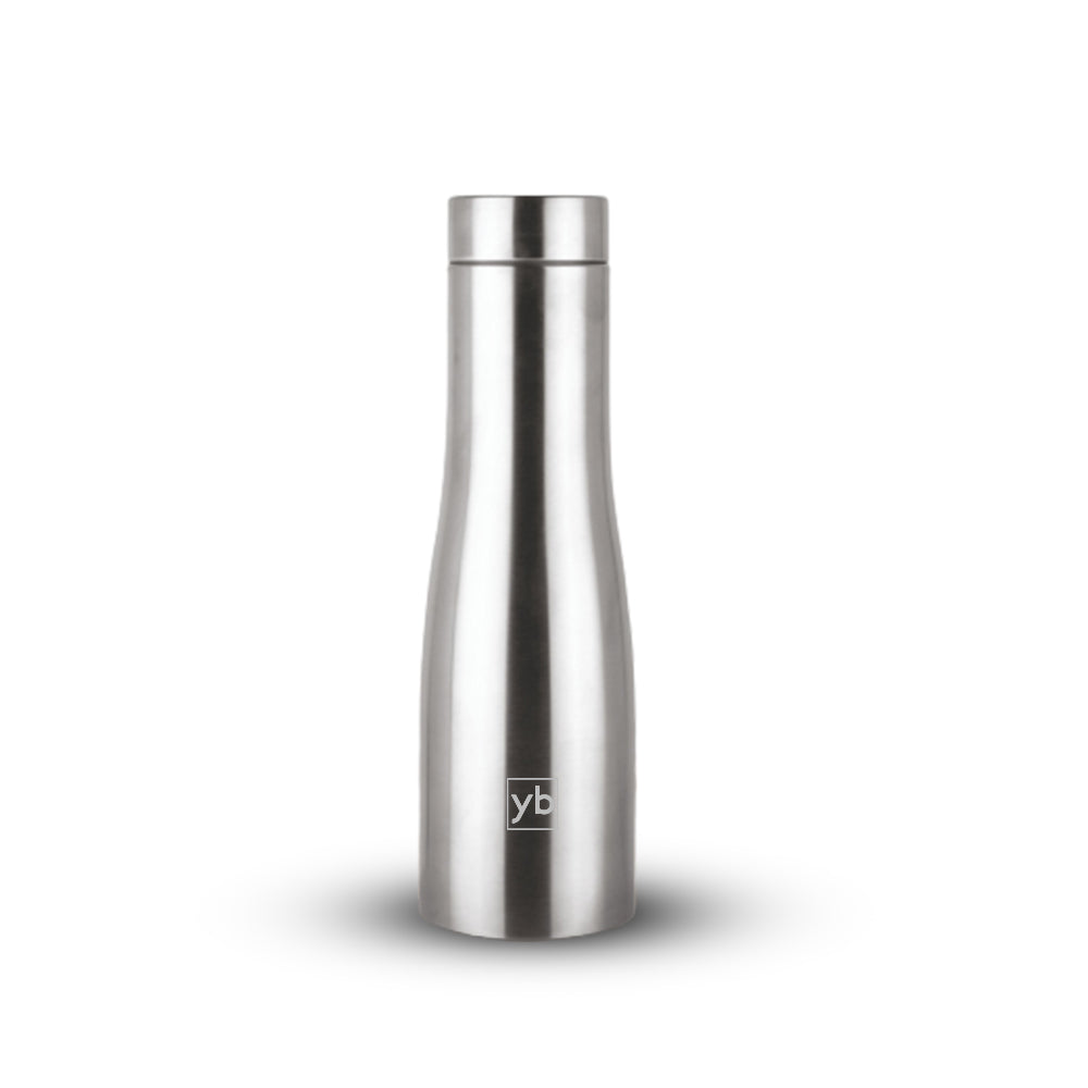 Flora Steel Bottle Natural - 1L Capacity, Leak-Proof Cap, Wide Mouth