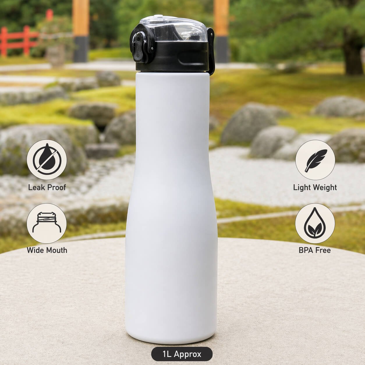 Flora Steel Bottle 1L Black — corporate gift