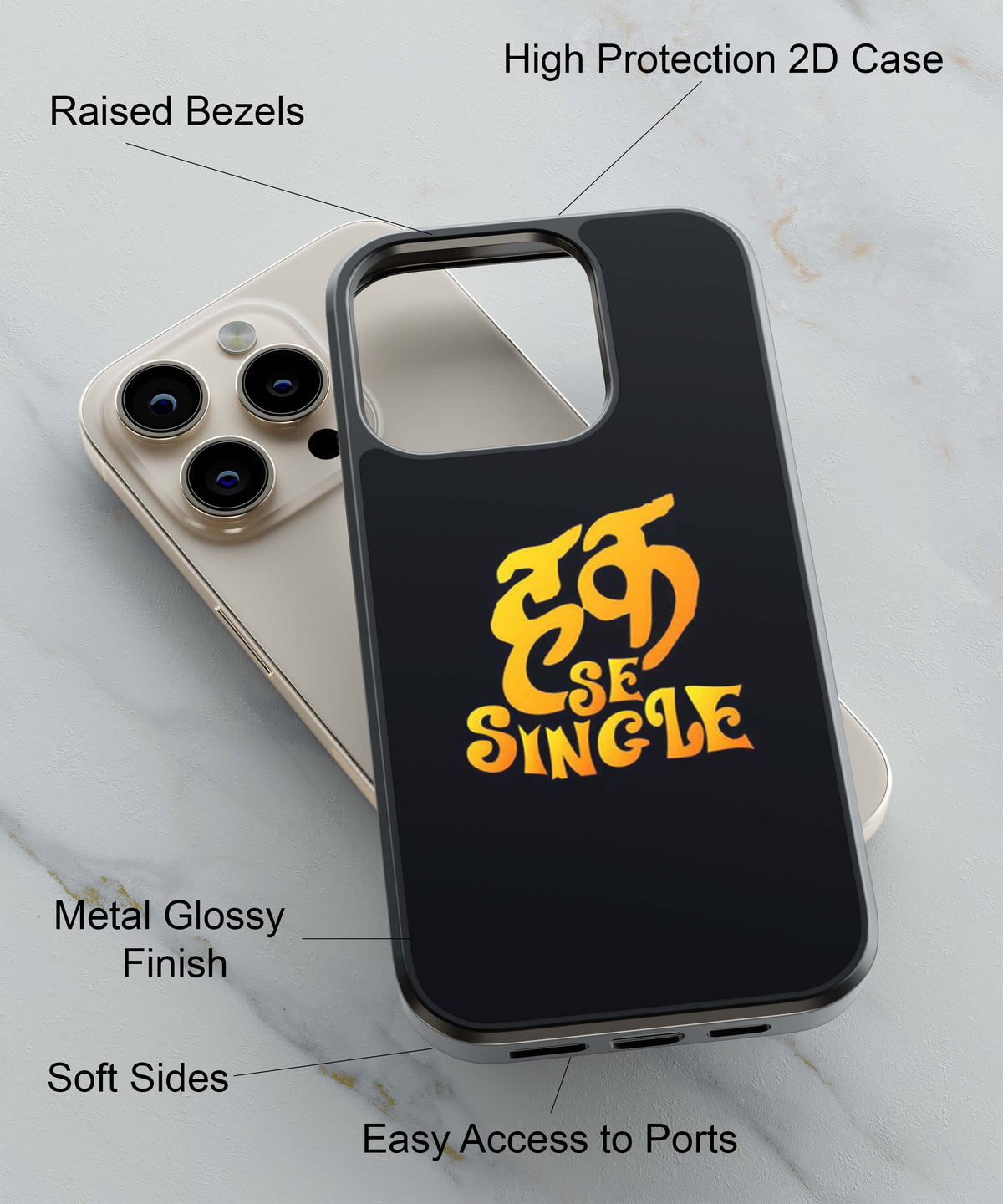 Haq Se Single Back Cover for 2D Hybrid TPU And Metal CasePS1308Hybrid Metal TPU-Image 2