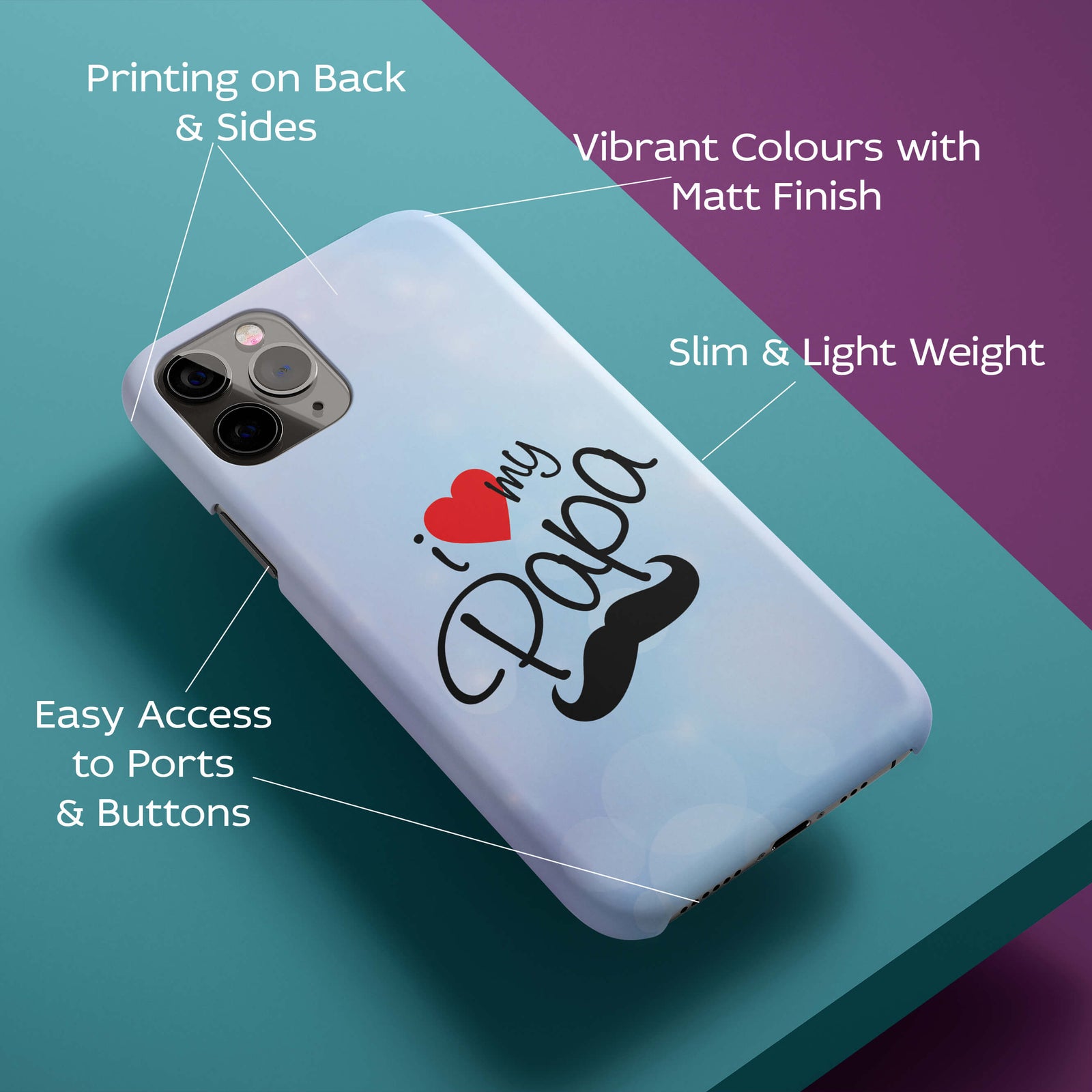 I Love My Papa Back Cover for HardPlasticP0870Hard Plastic