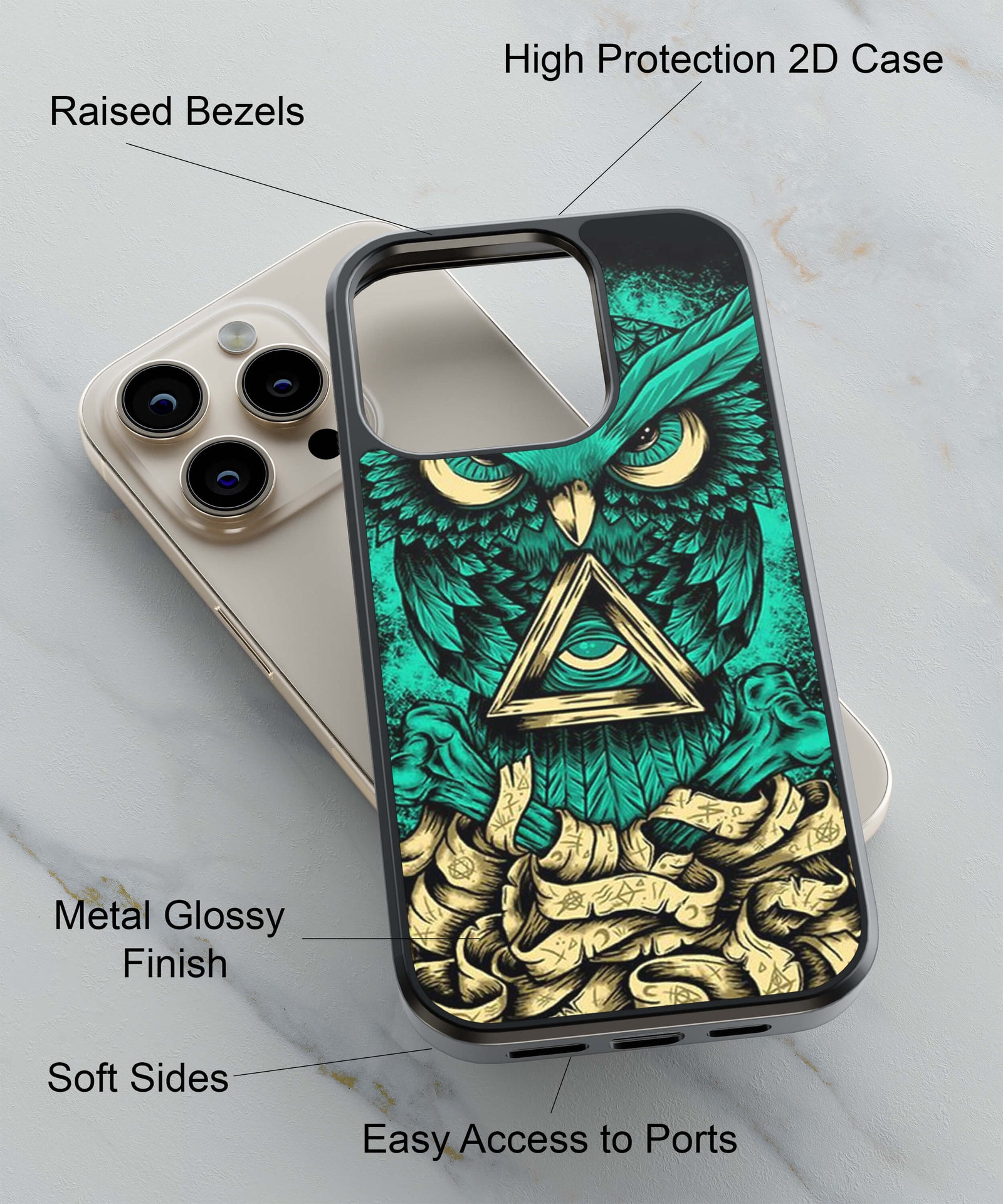 Illuminati Owl Back Cover for 2D Hybrid TPU And Metal CasePS1301Hybrid Metal TPU-Image 2