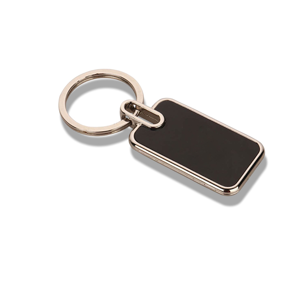 Rectangle Metal Keychain with Black Finish and Double-Sided Laser Engraving