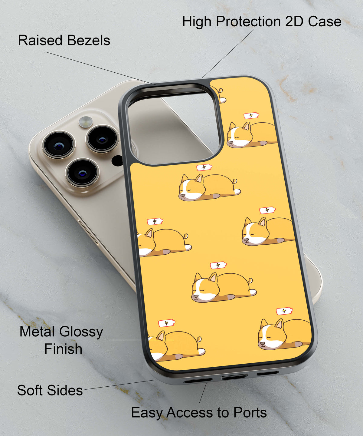 Lazy Cat Back Cover for 2D Hybrid TPU And Metal CaseGF0012Hybrid Metal TPU-Image 2