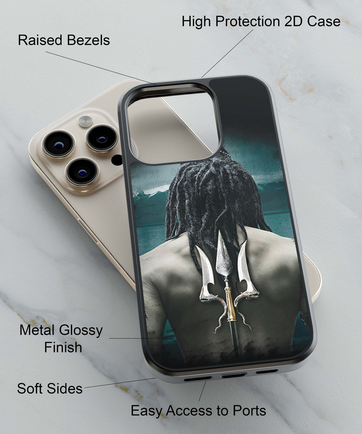Lord Shiva Rear Pic Back Cover for 2D Hybrid TPU And Metal CaseBT0233Hybrid Metal TPU-Image 2