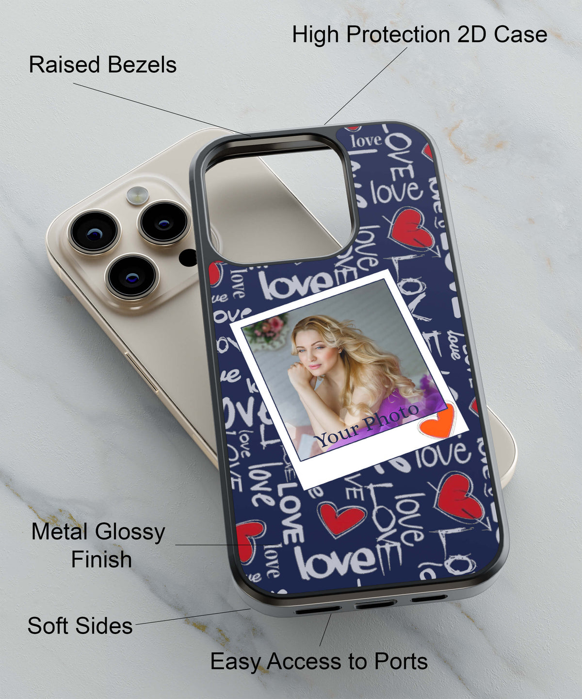 Love All Around Back Cover for 2D Hybrid TPU And Metal CaseA0521Hybrid Metal TPU-Image 2