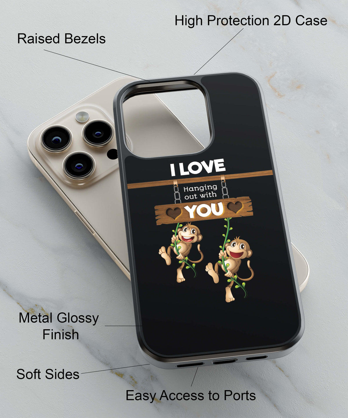 Love Hanging Out Back Cover for 2D Hybrid TPU And Metal CaseU0320Hybrid Metal TPU-Image 2