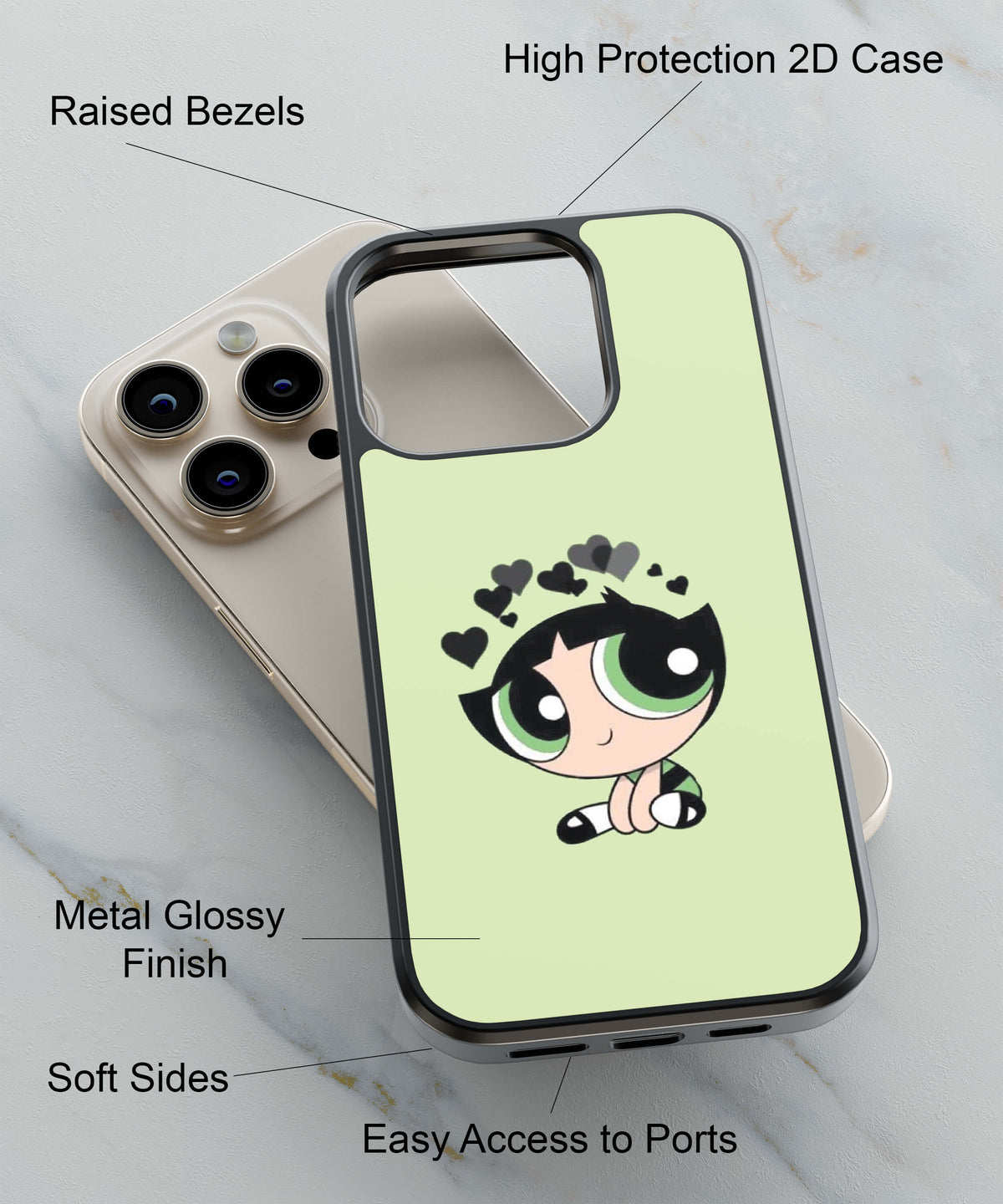 Loving Girly Back Cover for 2D Hybrid TPU And Metal CaseAA0030Hybrid Metal TPU-Image 2