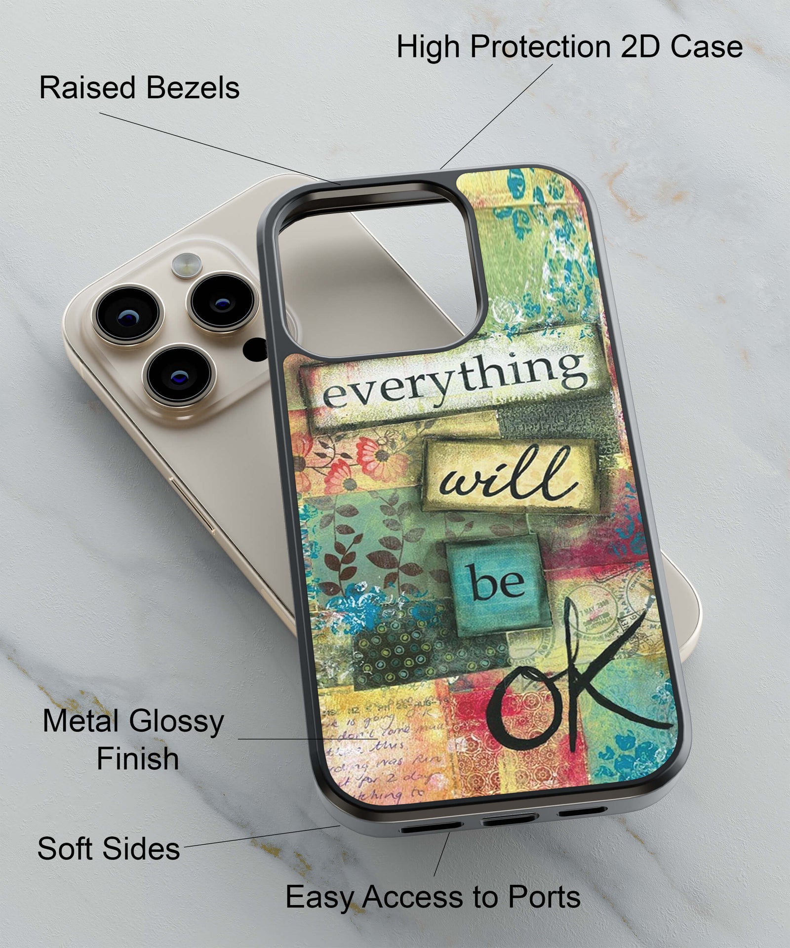 Meaningful Quote Back Cover for 2D Hybrid TPU And Metal CaseBT0156Hybrid Metal TPU-Image 2