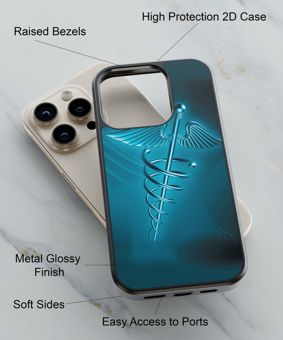 Medical Care Back Cover for 2D Hybrid TPU And Metal CaseD1707Hybrid Metal TPU-Image 2