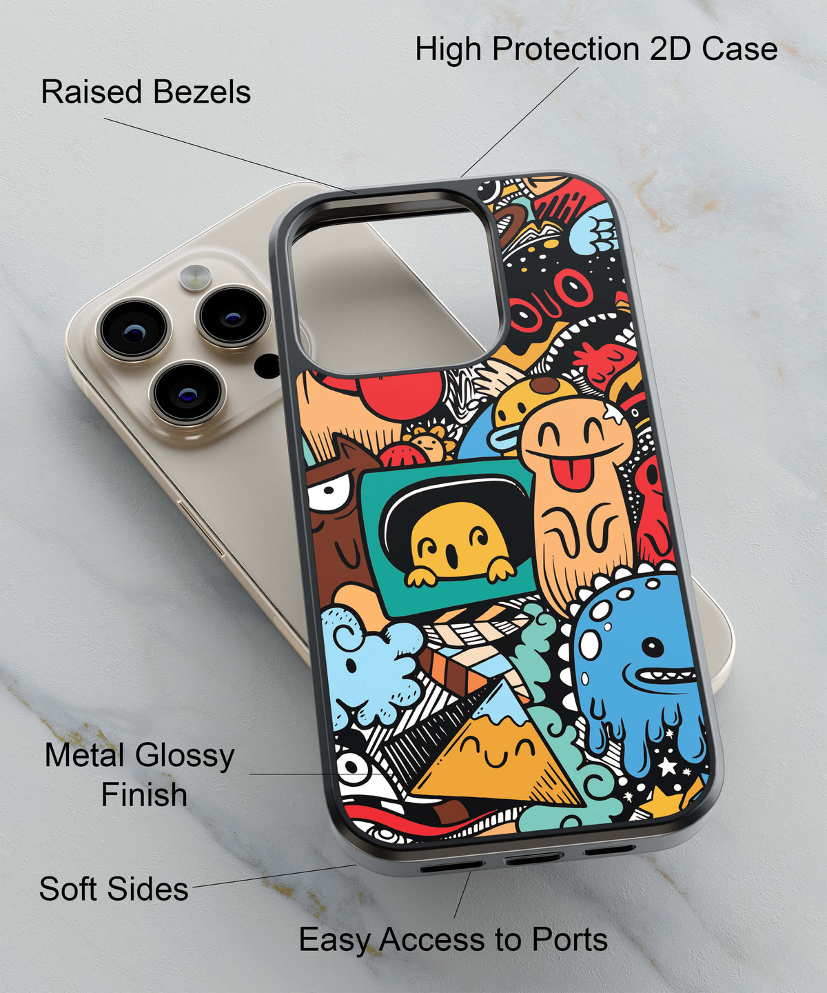 Monsters Party Back Cover for 2D Hybrid TPU And Metal CaseGF0040Hybrid Metal TPU-Image 2