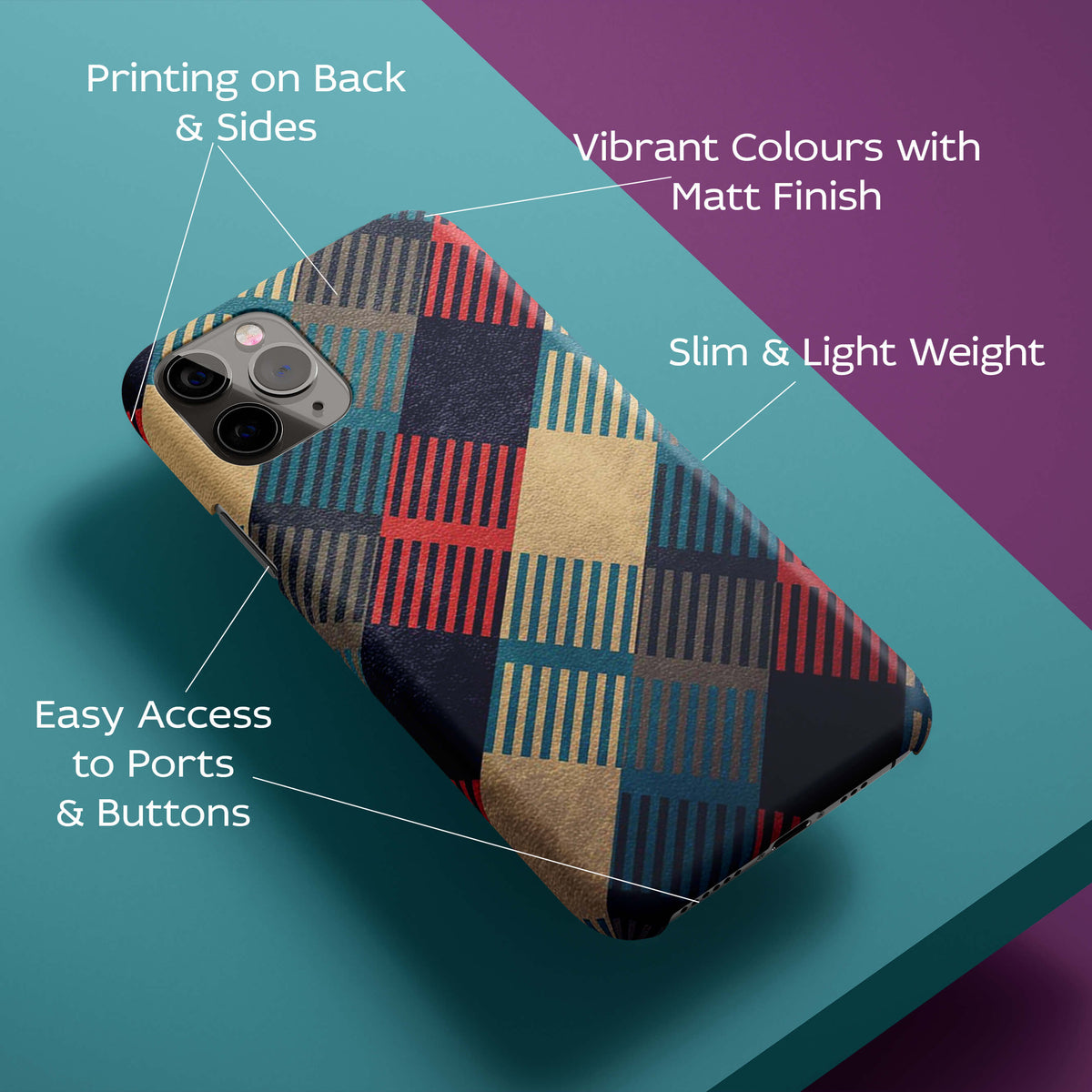 Multicoloured Check Pattern Back Cover for HardPlasticBT0147Hard Plastic-Image 2