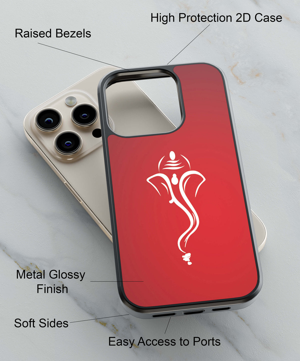 My Friend Ganesha Back Cover for 2D Hybrid TPU And Metal CaseH0057Hybrid Metal TPU-Image 2