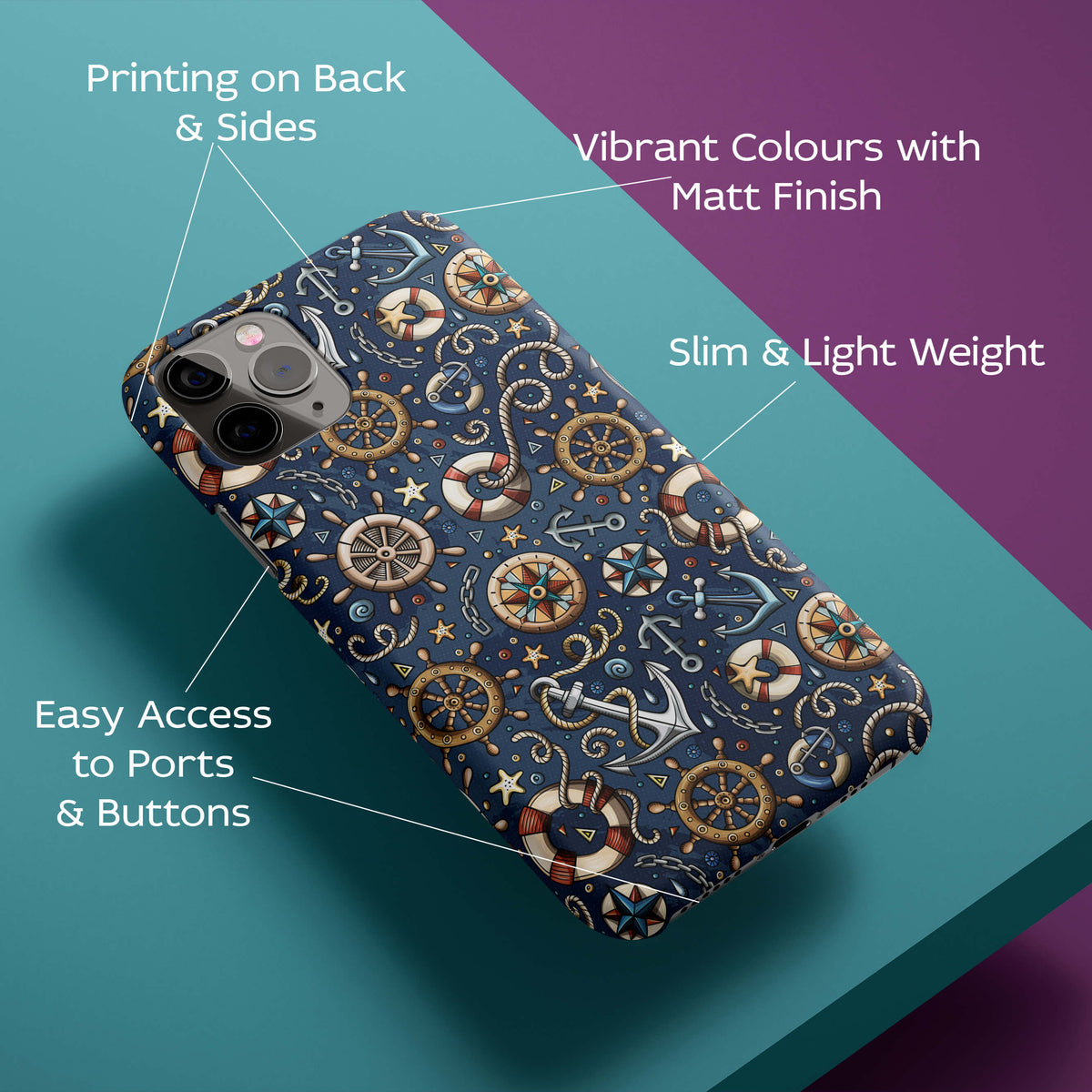 Nautical Blue Back Cover for HardPlasticU0237Hard Plastic-Image 2