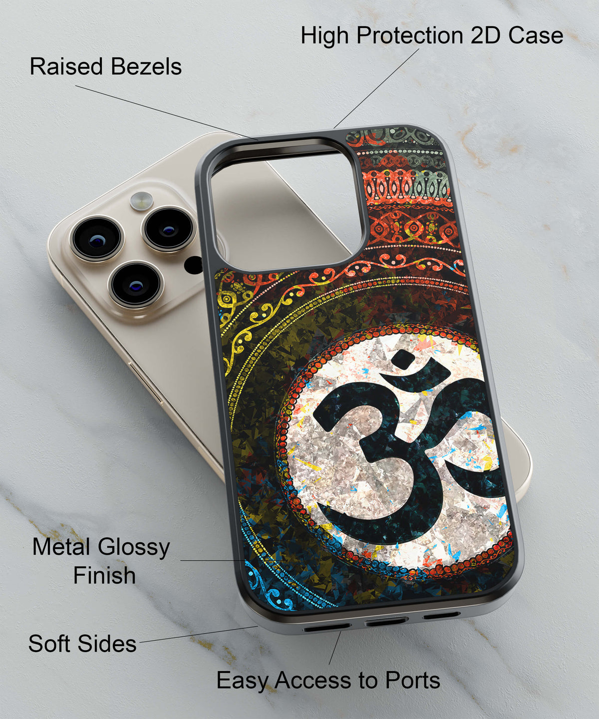 Om Yoga Back Cover for 2D Hybrid TPU And Metal CasePS1311Hybrid Metal TPU-Image 2