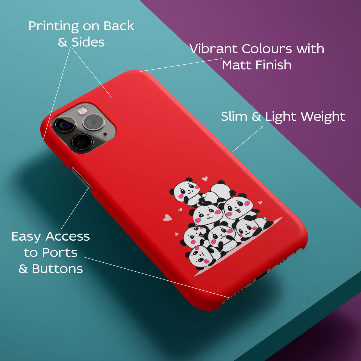 Panda Huddle Red Back Cover for HardPlasticAA0178Hard Plastic-Image 2