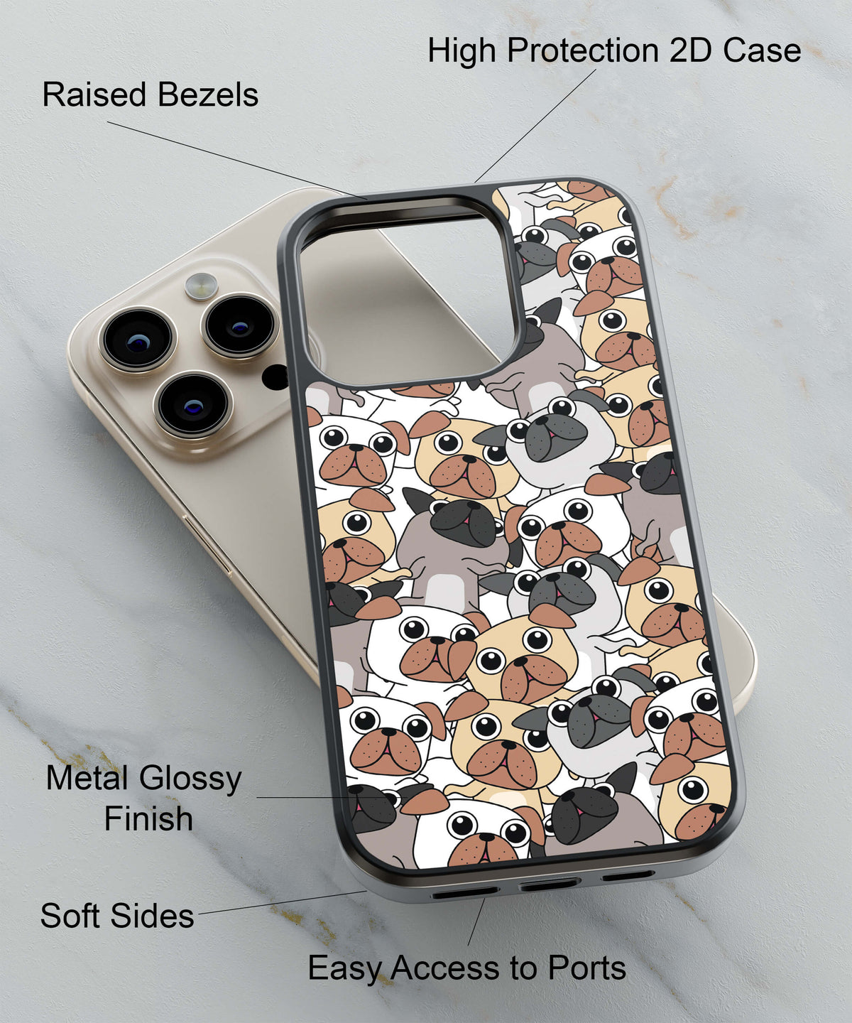Peeping Dogs Back Cover for 2D Hybrid TPU And Metal CaseGF0016Hybrid Metal TPU-Image 2