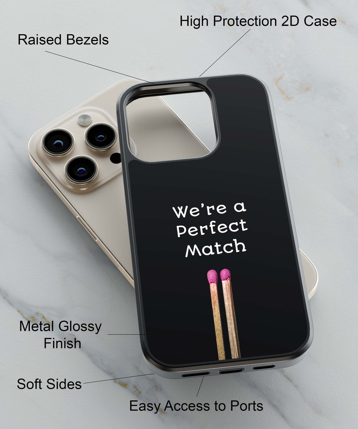 Perfect Match Back Cover for 2D Hybrid TPU And Metal CaseU0324Hybrid Metal TPU-Image 2