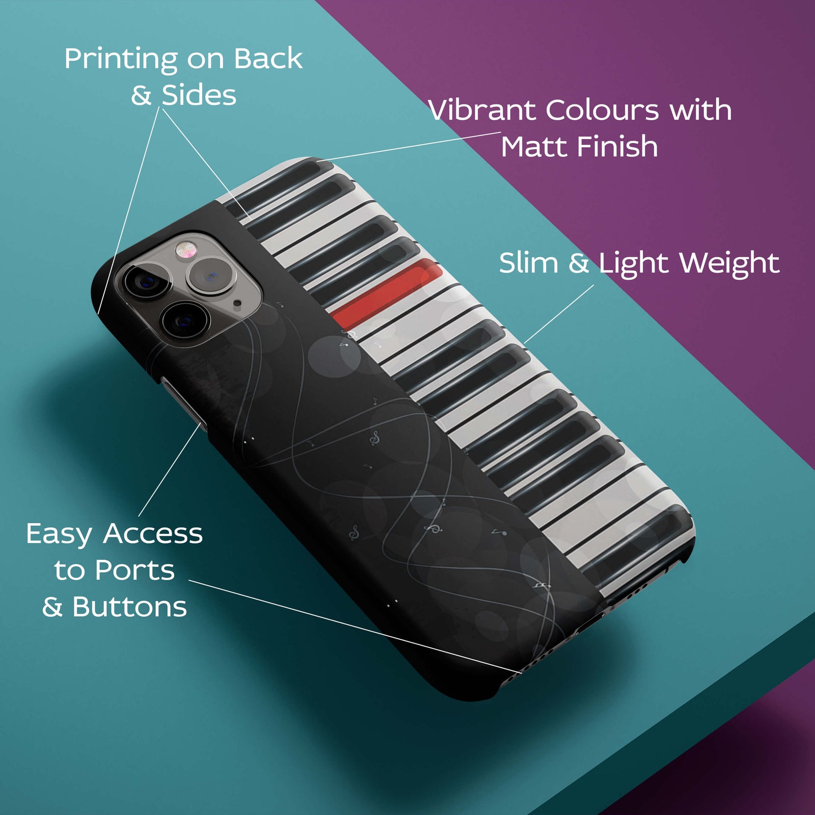 Piano Back Cover for HardPlasticT0116Hard Plastic