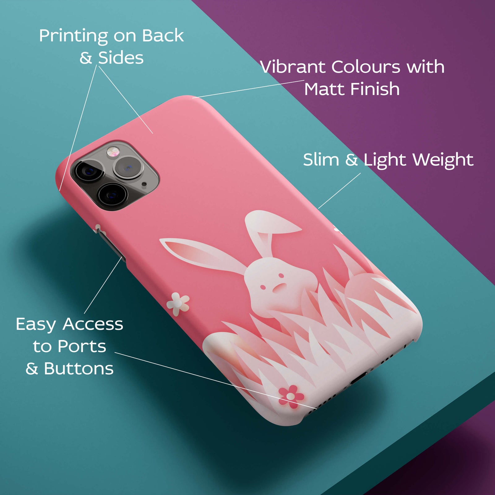 Pink Bunny Back Cover for HardPlasticGF0014Hard Plastic-Image 2