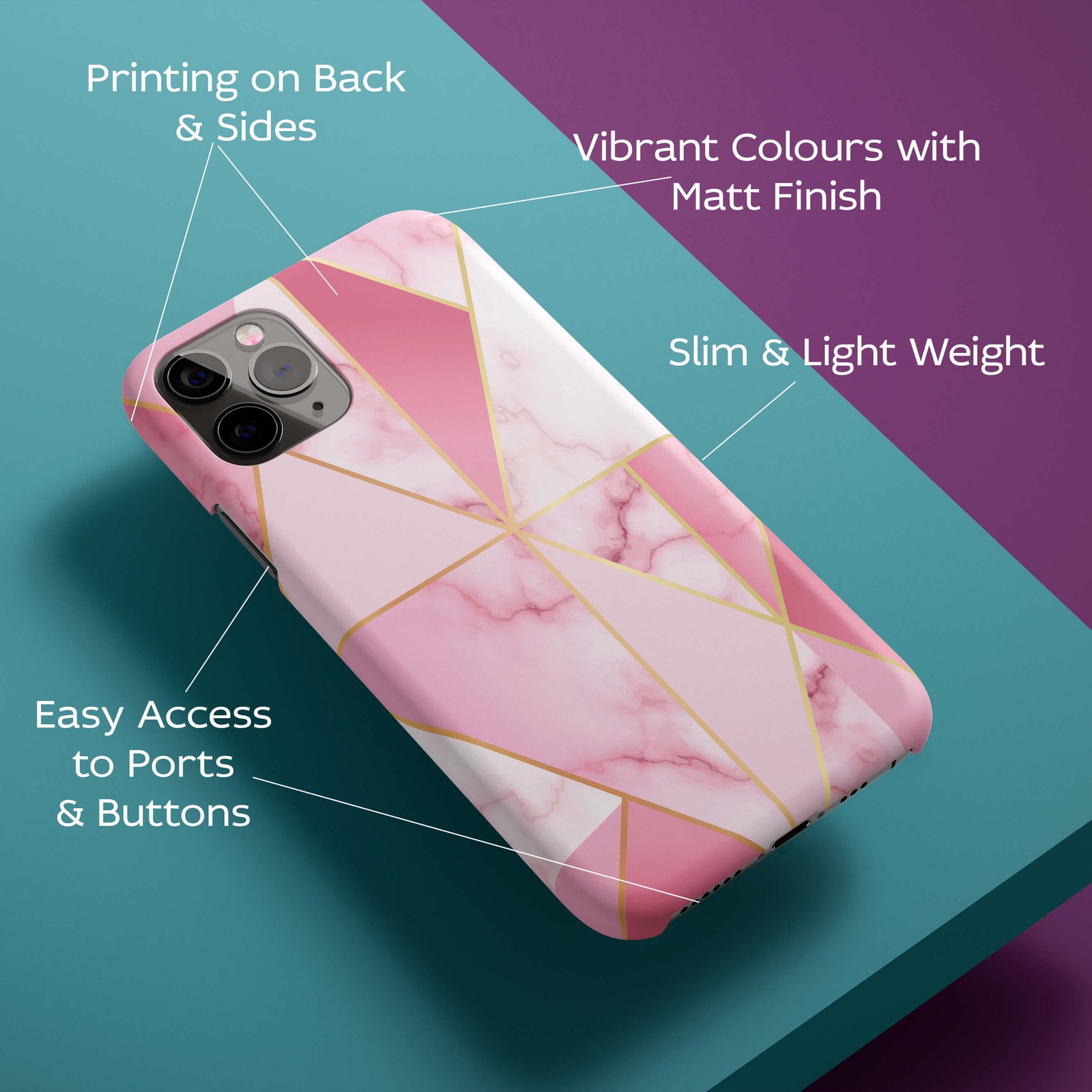 Pink Marble Back Cover for HardPlasticIK0021Hard Plastic