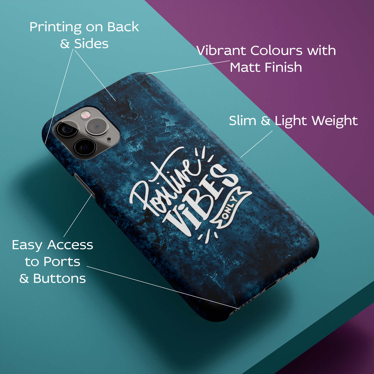 Positive Vibes Only Back Cover for HardPlasticA0263Hard Plastic-Image 2