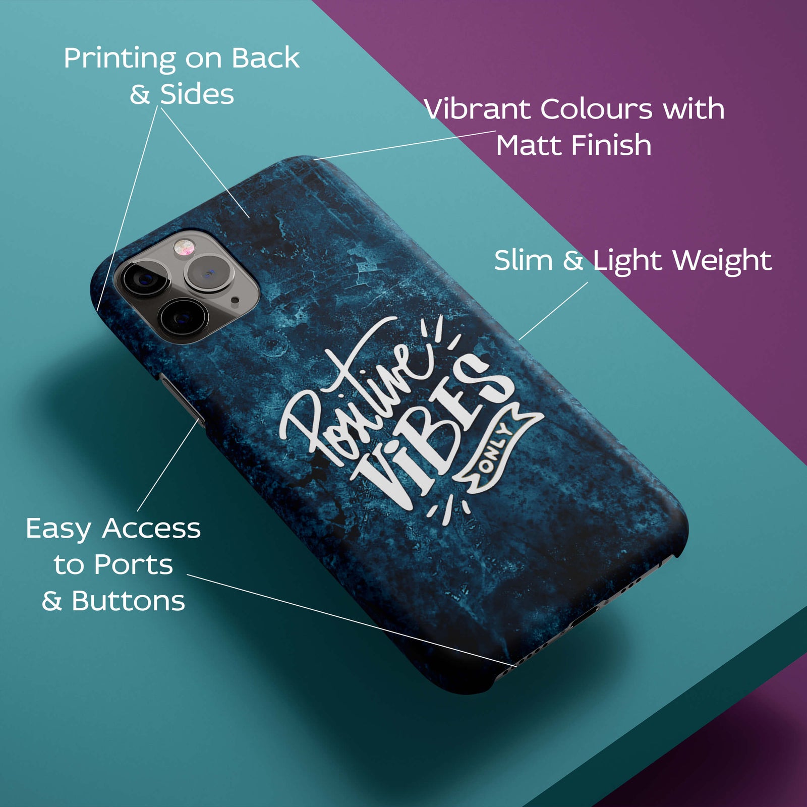 Positive Vibes Only Back Cover for HardPlasticA0263Hard Plastic