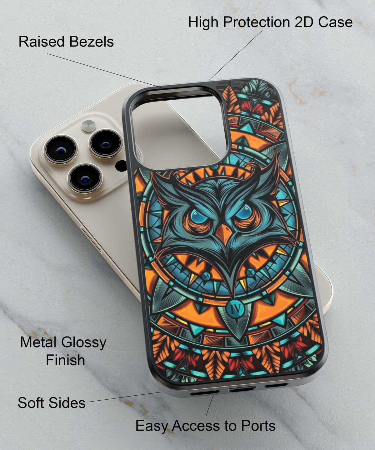 Premium Owl Back Cover for 2D Hybrid TPU And Metal CasePS1338Hybrid Metal TPU-Image 2