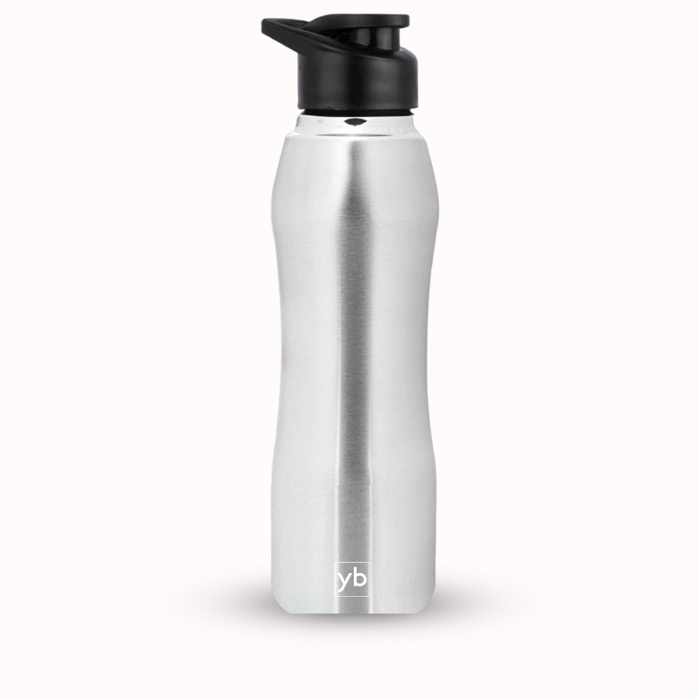 Curvy Steel Bottle - Natural Silver, 750ml