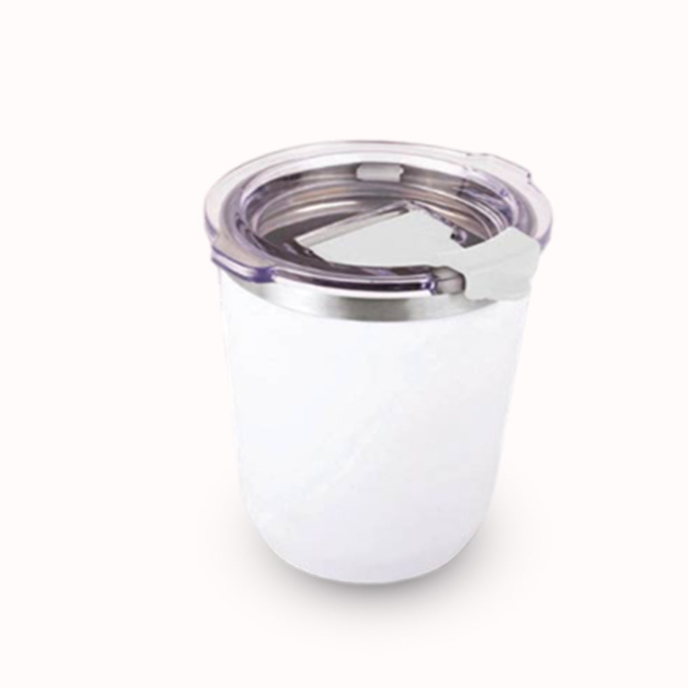 Foggy Stainless Steel Coffee Mug with Premium Flip Top Lid, Leakproof, 350ml Capacity (White/Blue/Red/Black)