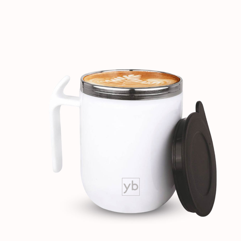 Noble Stainless Steel Double Wall Coffee Mug with Pointy Handle - Leakproof, 460ml Capacity