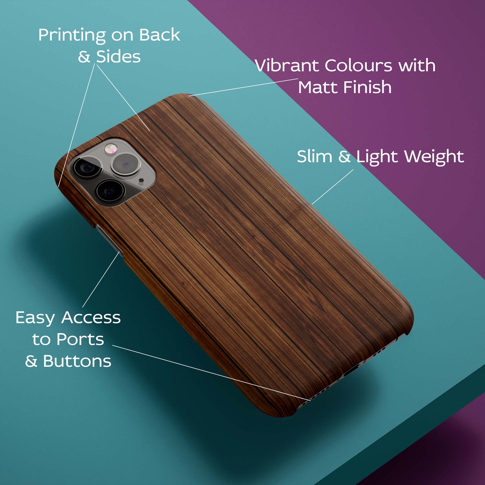 Printed Wooden Pattern Back Cover for HardPlasticA0100Hard Plastic