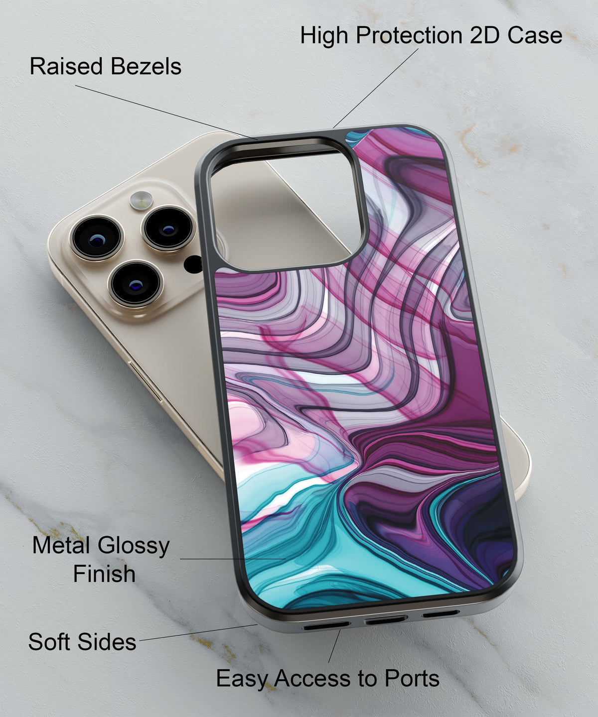 Purple Abstract Back Cover for 2D Hybrid TPU And Metal CaseGF0025Hybrid Metal TPU-Image 2