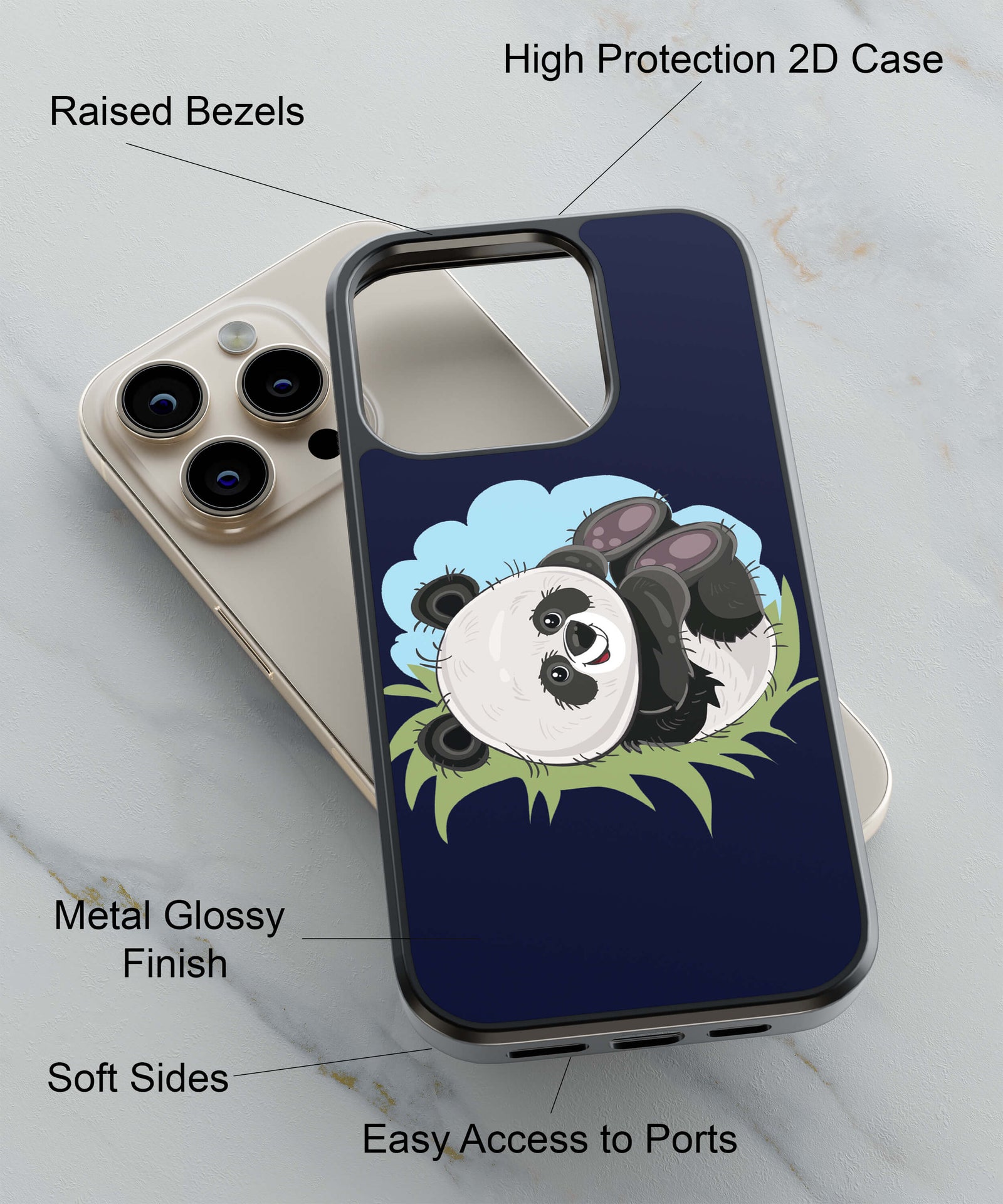 Rolling Panda Back Cover for 2D Hybrid TPU And Metal CaseA0296Hybrid Metal TPU-Image 2