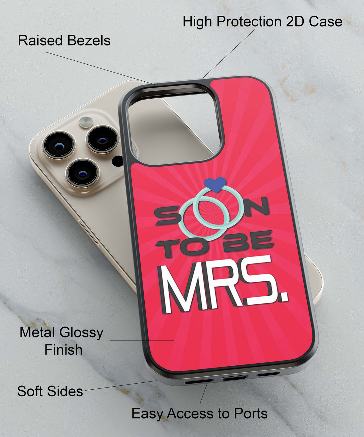 Soon to be Mrs. Back Cover for 2D Hybrid TPU And Metal CaseS0269Hybrid Metal TPU-Image 2