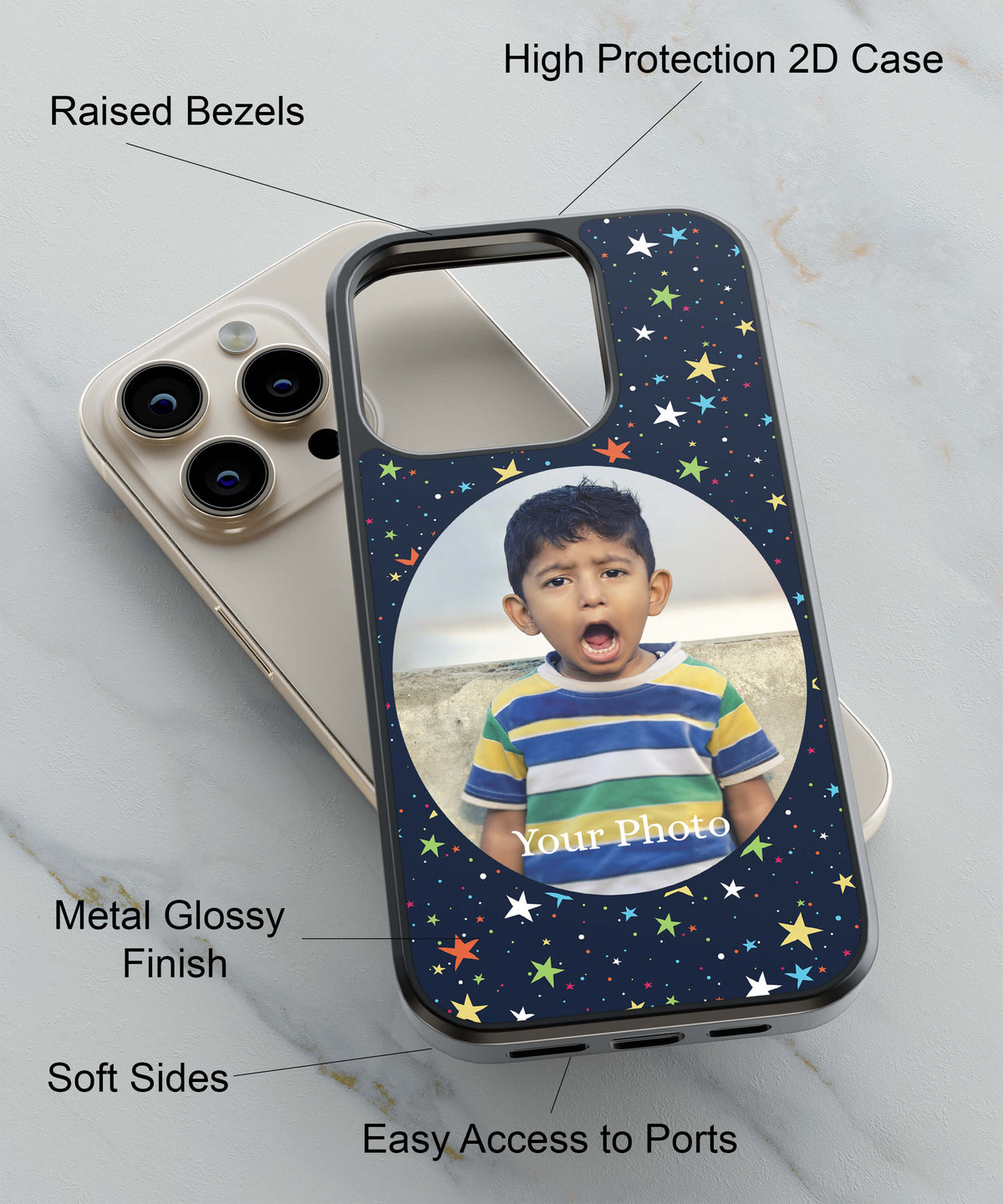 Stars and Photo Back Cover for 2D Hybrid TPU And Metal CaseA0510Hybrid Metal TPU-Image 2